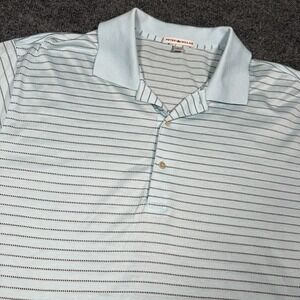 Peter Millar Polo Shirt Mens Large Blue Stripe Short Sleeve Golf